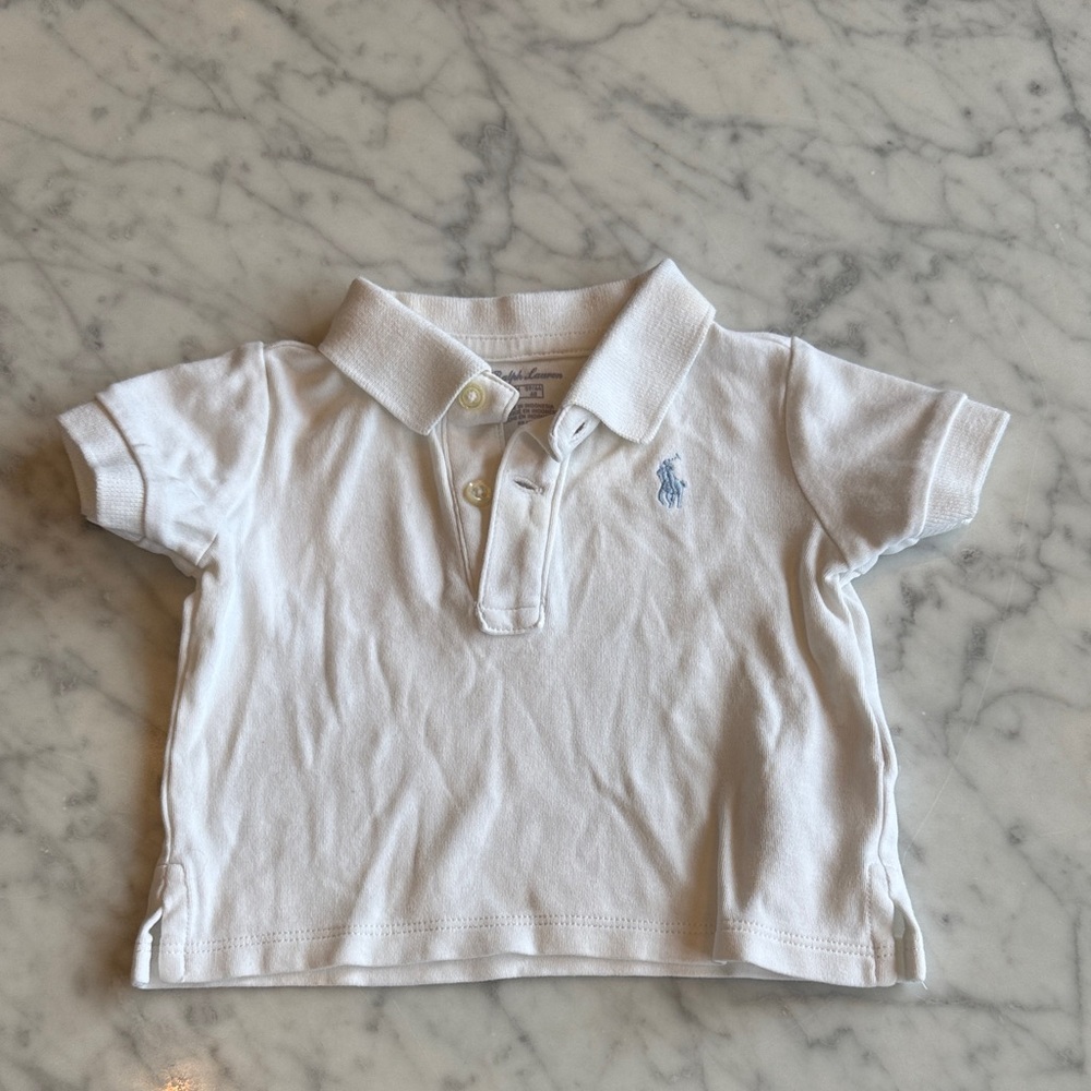 Ralph Lauren White Baby Polo with Light Blue Pony